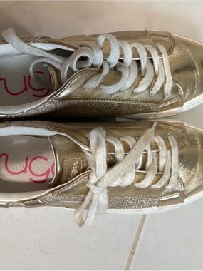 Gold Metallic Women's Lace-Up Sneakers by Sugar